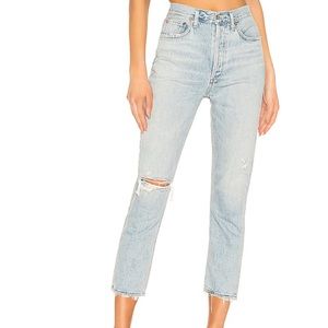 Agolde Riley high rise cropped straight leg in shatter!